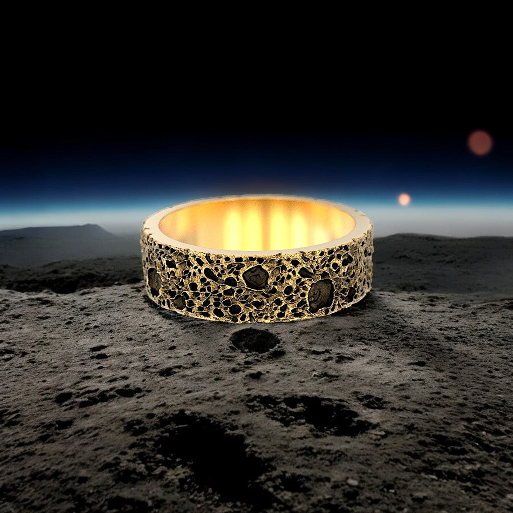 Edgeless Crater Terrain Gold Ring: Moon’s Rugged Beauty in Your Hands