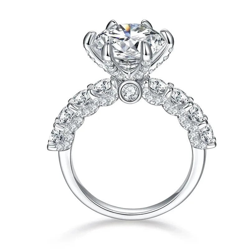 Full Moissanite 5ct Ronde Gesneden D Kleur Moissanite Verlovingsring 925 Sterling Zilveren Trouwringen Voor Vrouwen Fijne Sieraden