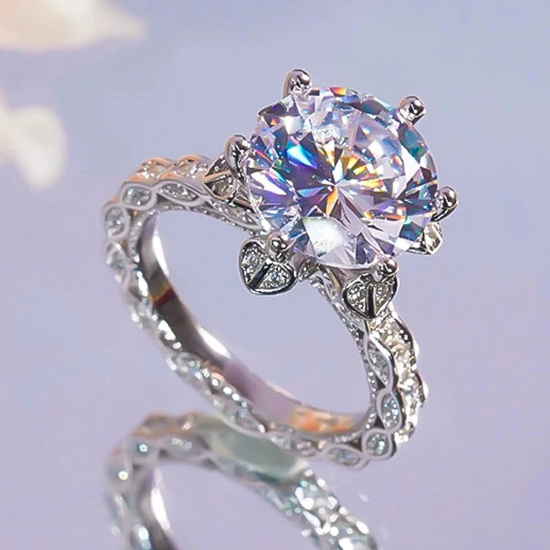 Eternal Radiance: 5 Carat D-Color Moissanite Platinum Ring 