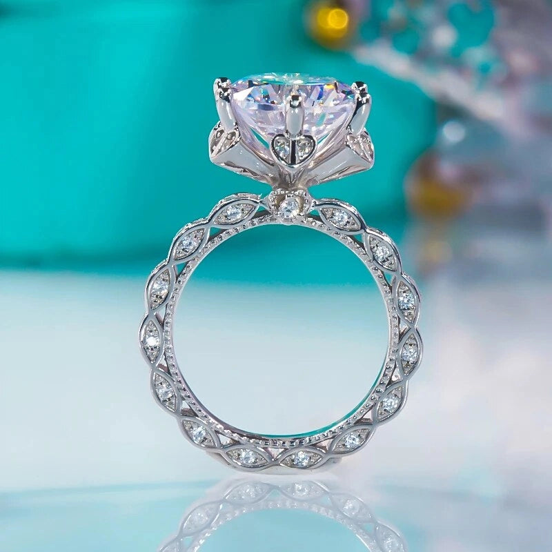 Eternal Radiance: 5 Carat D-Color Moissanite Platinum Ring 