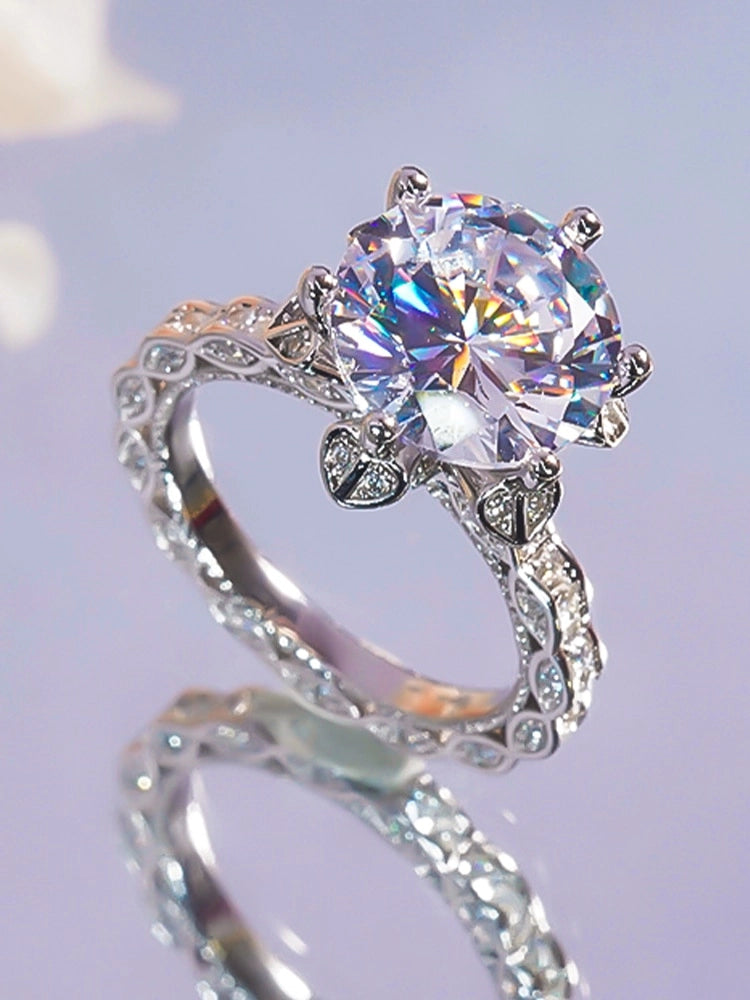 Eternal Radiance: 5 Carat D-Color Moissanite Platinum Ring 