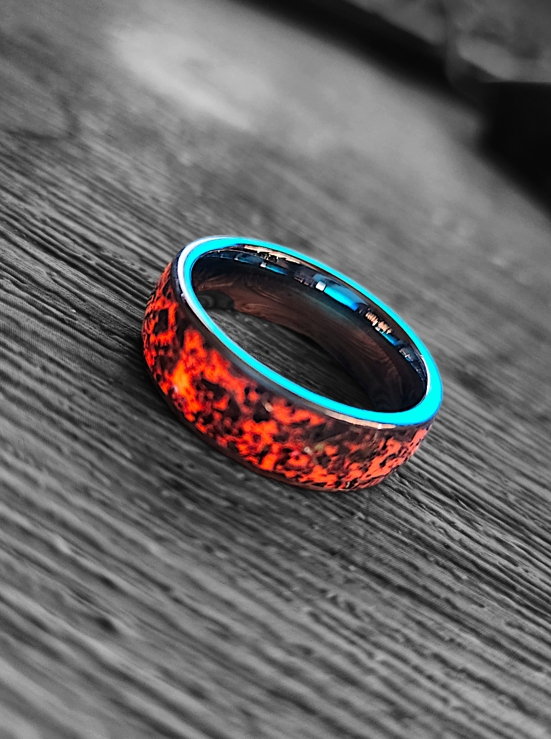 Meteorite Aurora Moon Ring - Bespoke Space, Once in A Blue Moon Ring