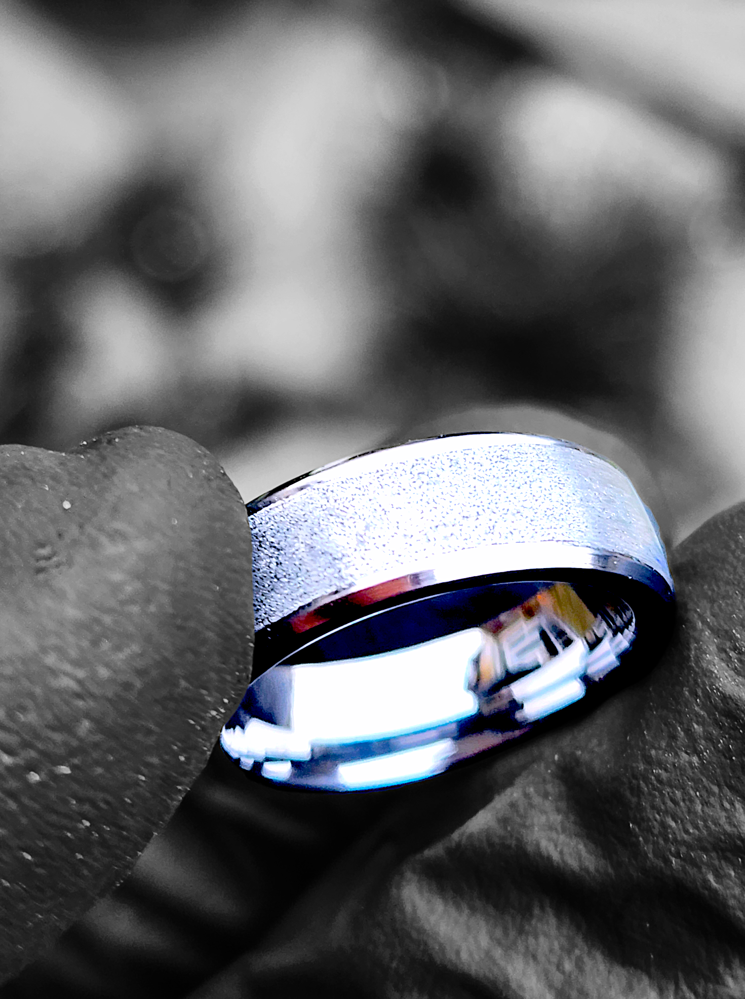 Captivating celestial ring, an enchanting union of fine silver and genuine meteorite, Bespoke Space Meteorite Rings.