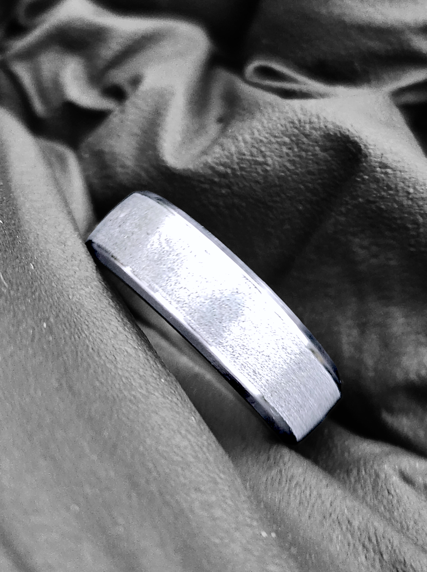 Sleek and striking silver meteorite ring, a celestial marvel from Bespoke Space Meteorite Rings.