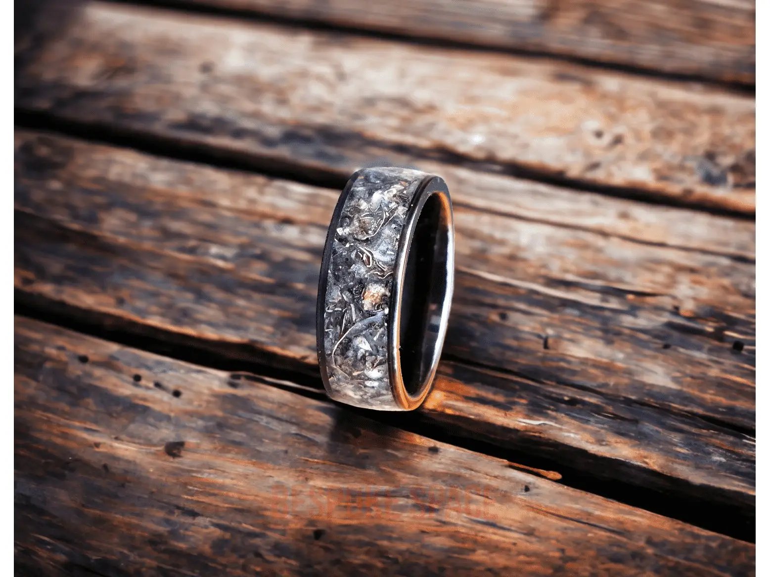 Genuine Apollo 11 Meteorite Moon Ring, a timeless celestial tribute crafted with unmatched precision and heritage. Bespoke Space, Once in A Blue Moon Ring.