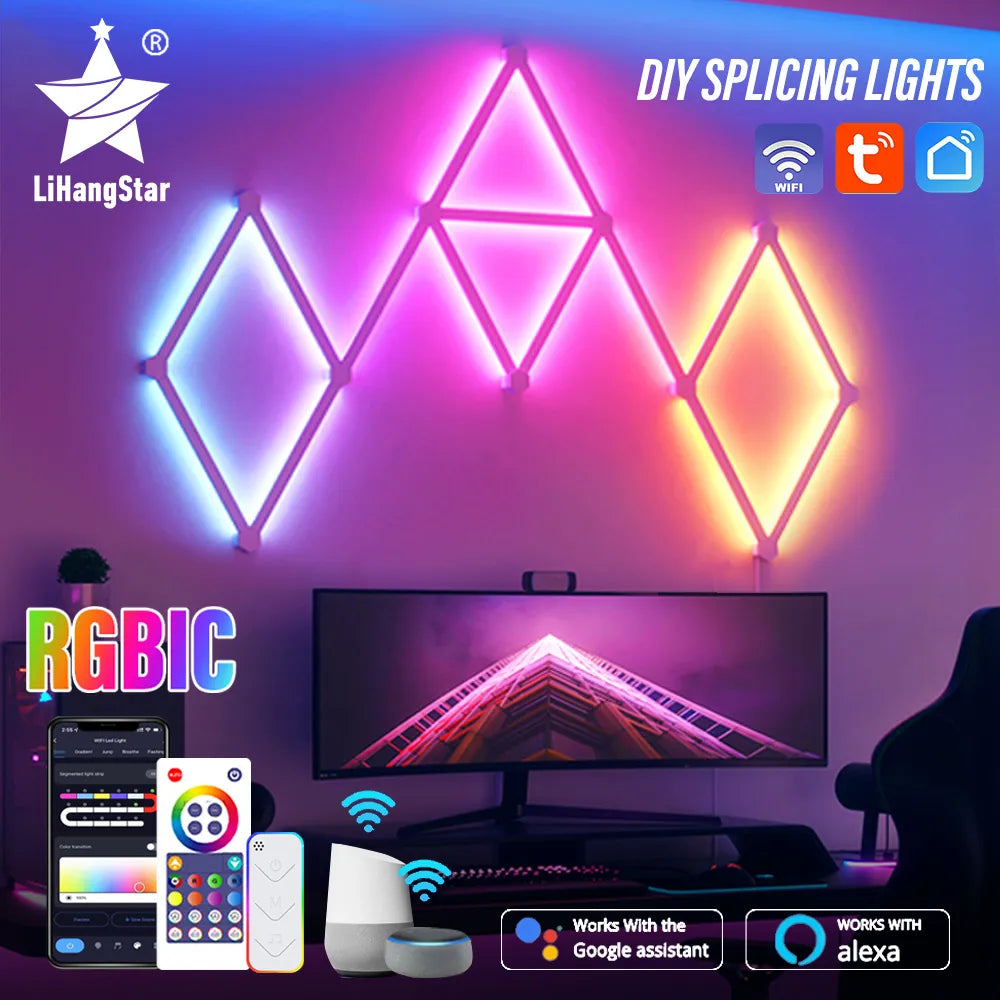 SyncWave RGBIC Wall Art: Smart WiFi DIY Night Light with APP Control