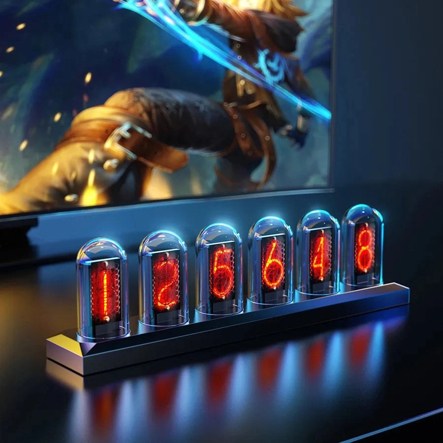 RGB Nixie Tube Clock with IPS Color Screen and Multimedia Features