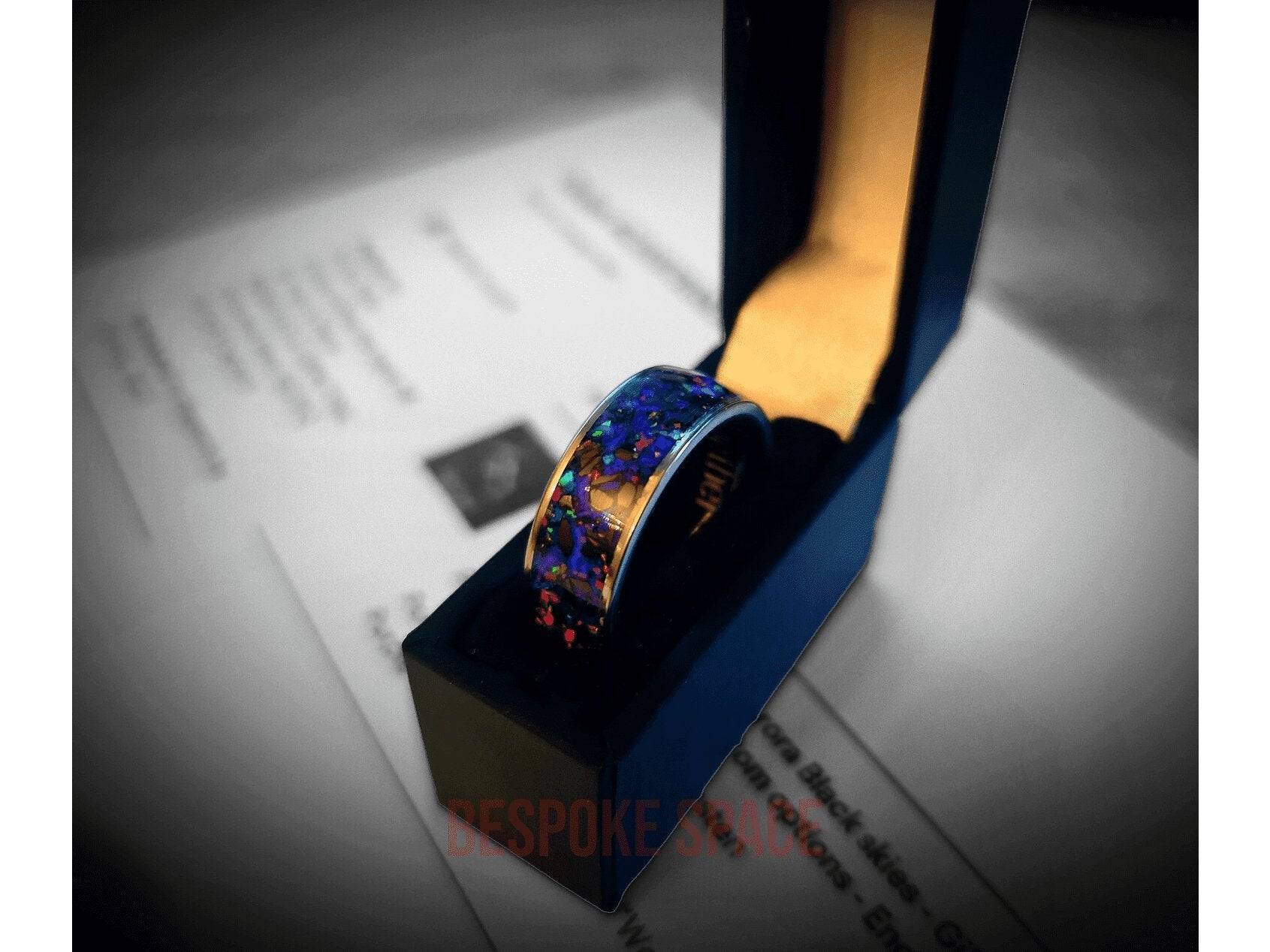 Night Sky - Black Crystal Meteorite Ring - Premium Ring from Bespoke Space -  Shop now at BESPOKE SPACE