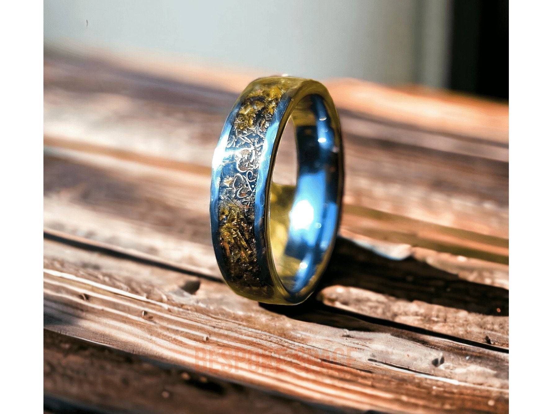 24k Gold & Black Meteorite Ring - Premium Ring from Bespoke Space -  Shop now at BESPOKE SPACE