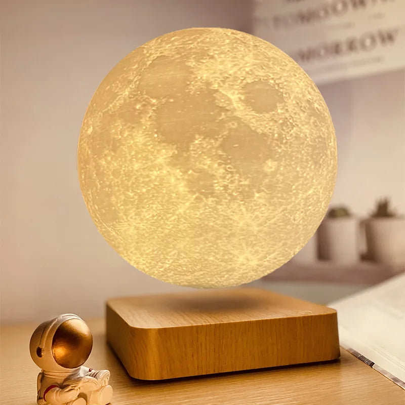 LunaMag LevMoon: 3D-Printed, Levitating Moon Lamp (14cm/18cm) - Magnetic Elegance