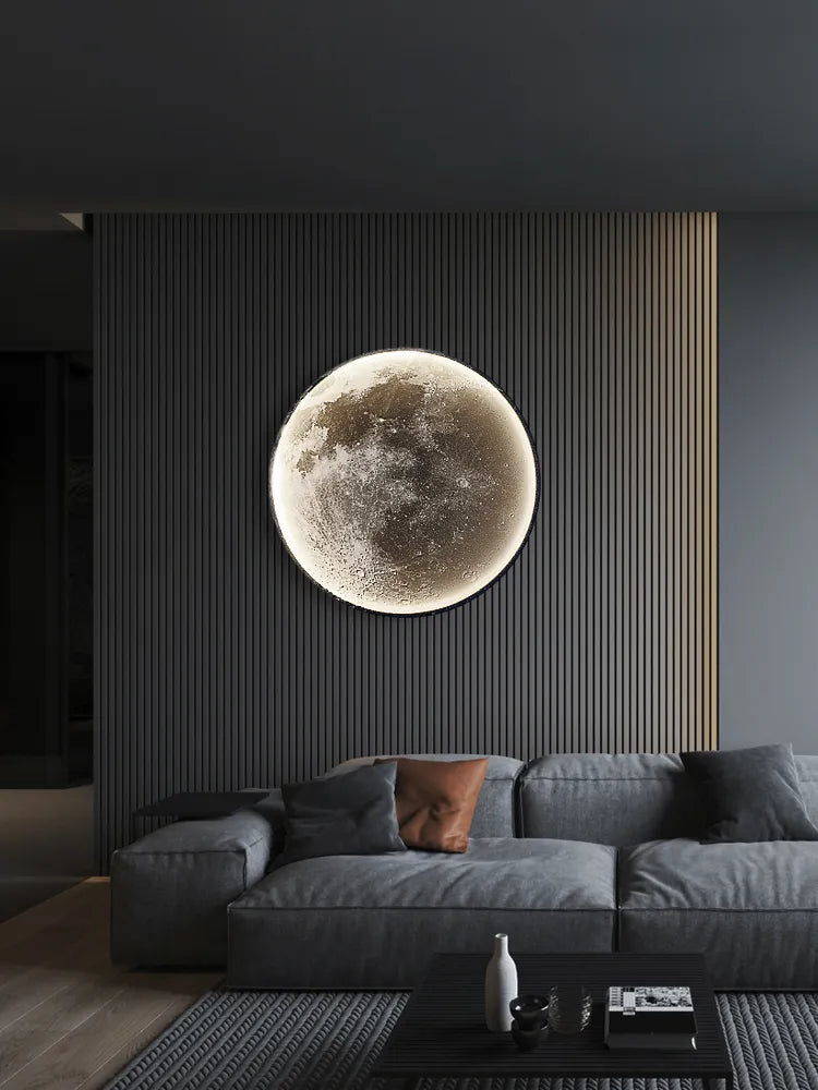 HD Moon Wall Lamp: Celf Fodern ar gyfer Eich Gofod Byw.