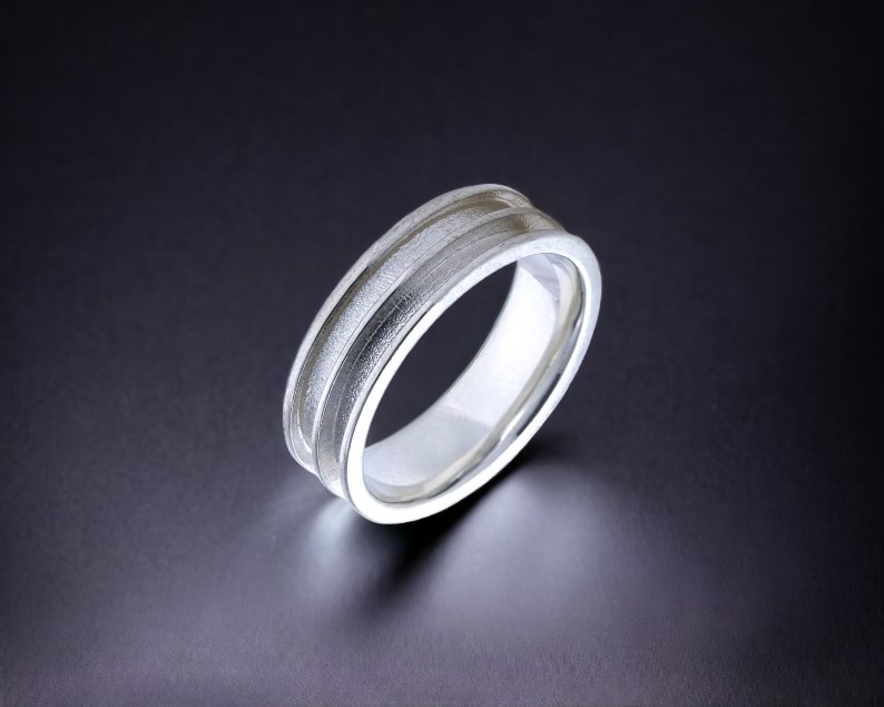 925 Sterling Silver Dual Channel Handmade Ring - Premium  from BESPOKE SPACE -  Shop now at BESPOKE SPACE